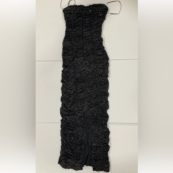 Sau Lee Farrah Sparkly Ruched Midi Dress Only In Black $450 MSRP Sz US 2 NWT - Picture 4 of 4